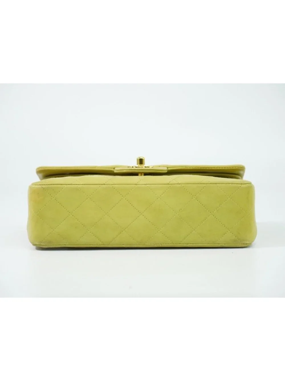 Chanel CC Logo Quilted 23 Double Flap Chain Shoulder Bag Lambskin Leather Green